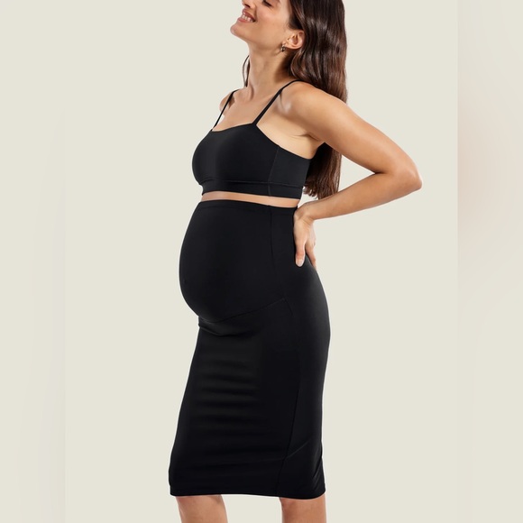 Momanda Natrelax® Maternity High Waisted Midi Skirt - Picture 1 of 8